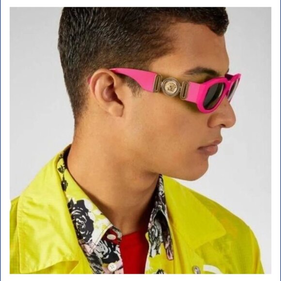 VERSACE Sunglasses VE4361 Pink Biggie Sunglasses Fuxia Fluo Medusa Rectangle - Picture 3 of 16